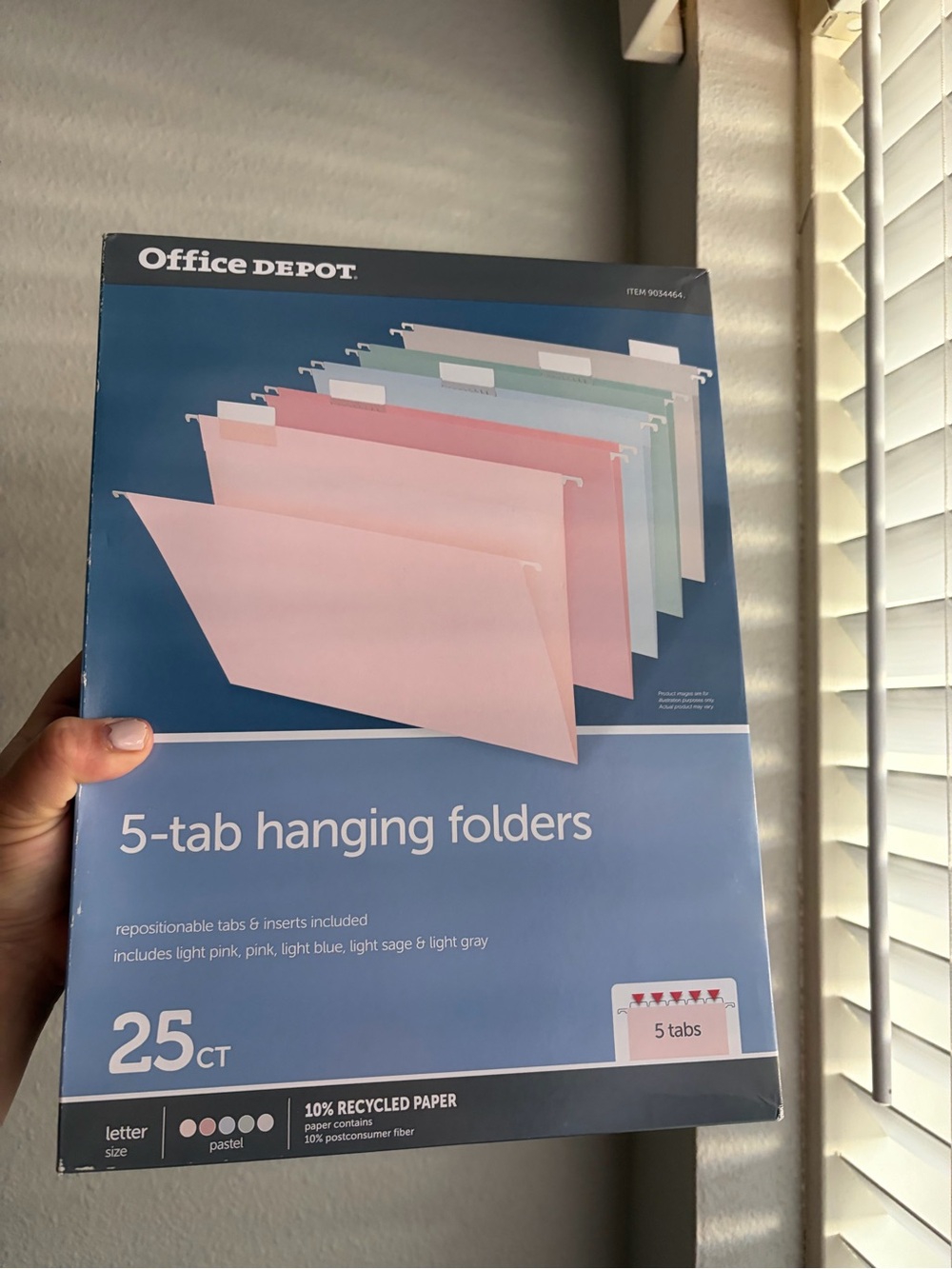 Pastel 5-Tab Hanging Folders -pastel  (25 ct)